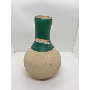 Vintage Weller Gourd Style Pottery Jug Vase Beige Green Folkart Primitive